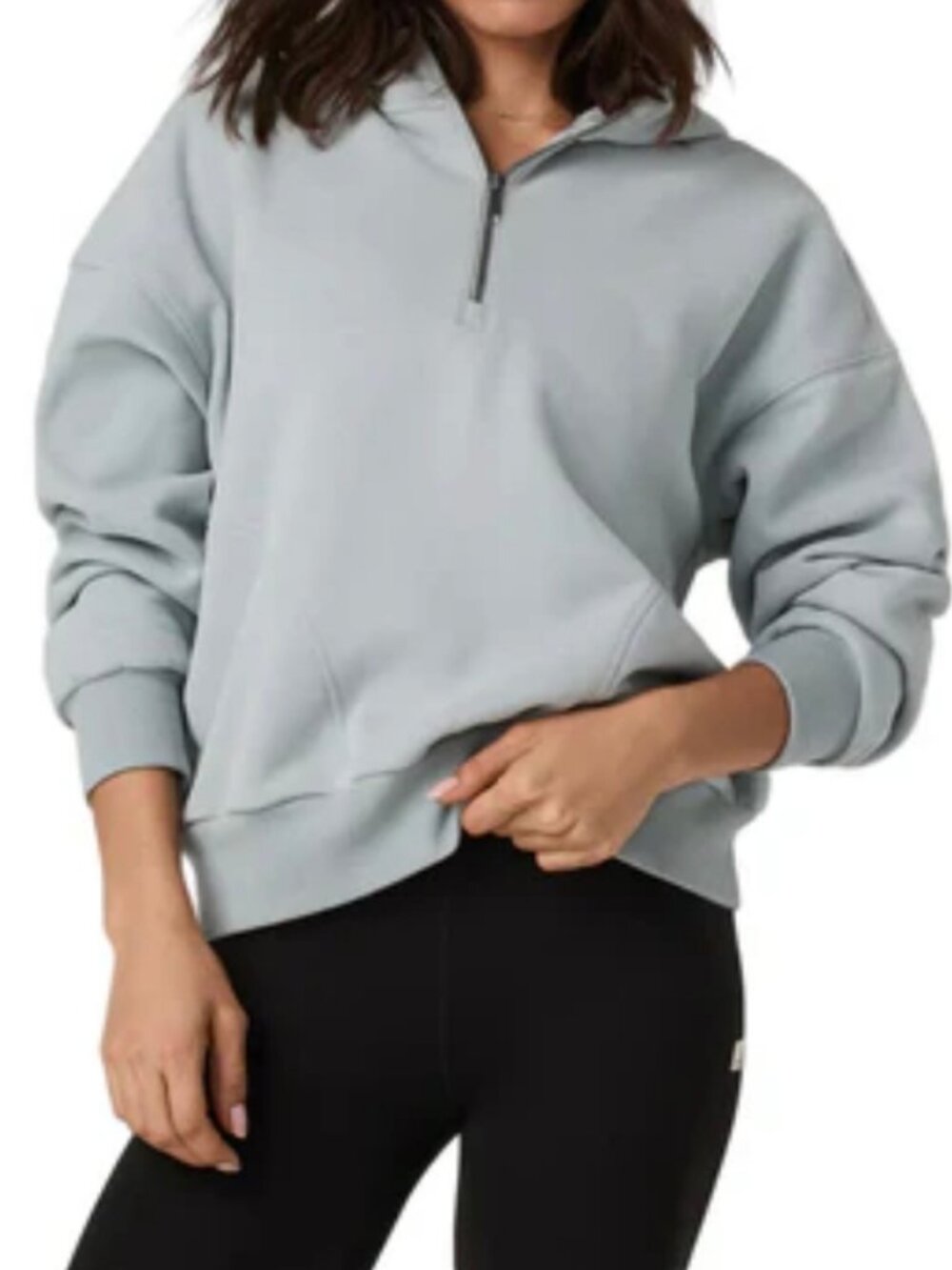 Vuori Restore Relaxed Fit Half Zip Hoodie in Blue Haze